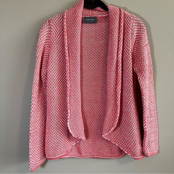 ✨ Wooden Ships Coral Pink Open Front Knit Cozy Soft Cardigan S/M - Picture 1 of 10